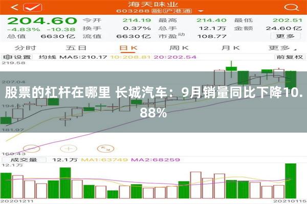 股票的杠杆在哪里 长城汽车：9月销量同比下降10.88%